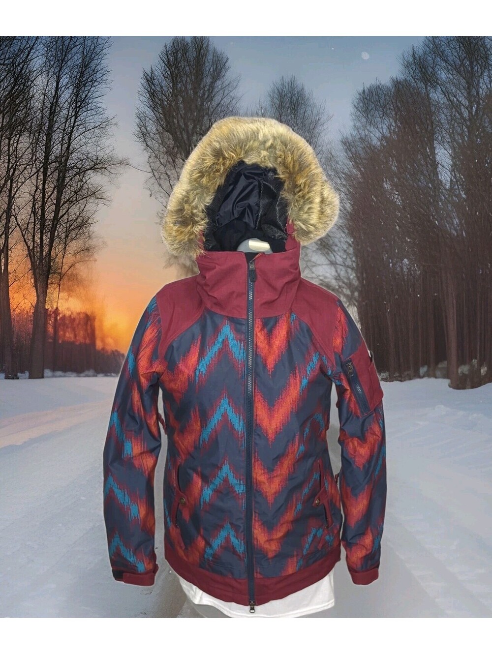 686 Authentic Aerial Ski Jacket Infidry Women Medium Aztec Thermal Snowboard Fur - Picture 4 of 13